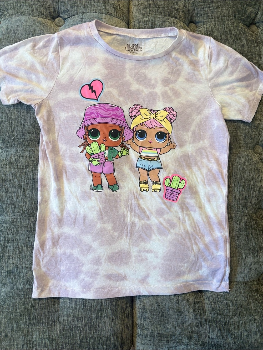 L.O.L. Surprise! Lavender Tie-Dye Tee with Colorful Doll Graphics